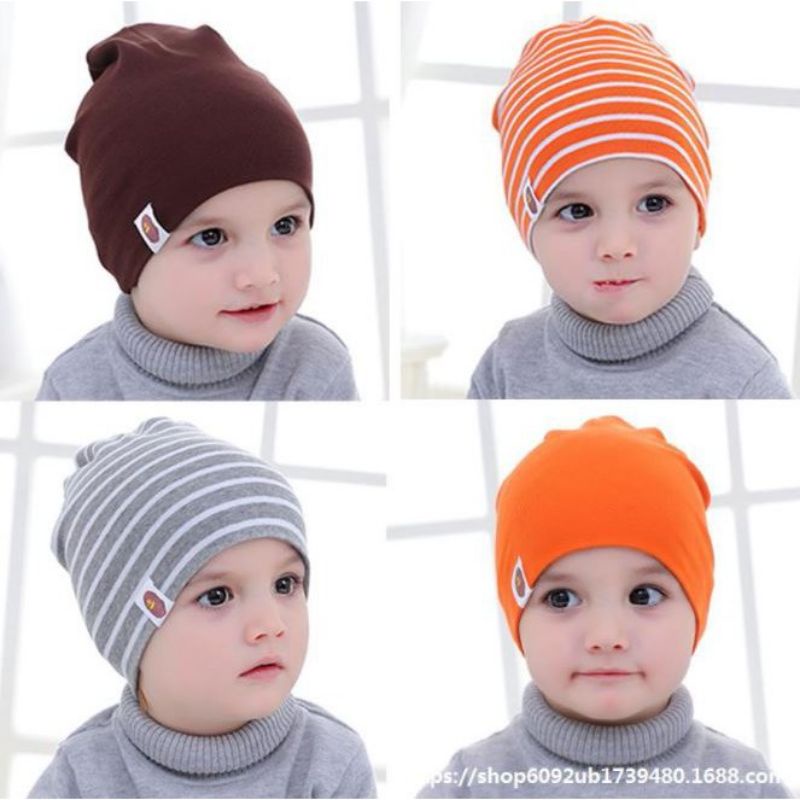 Kupluk Bayi Bordir Nama motif garis / Topi Kupluk Bordir Nama anak 1-3 tahun