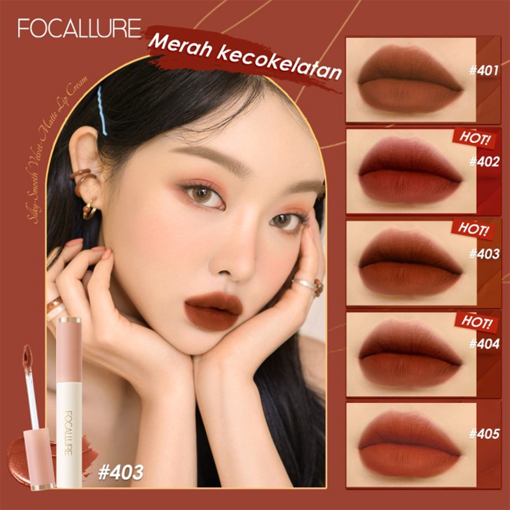 ❤ BELIA ❤ FOCALLURE Velvet Smooth Lip Glaze FA196 | Lip Cream | Lipstik | Lip Paint | Tahan Lama | Waterproof | BPOM