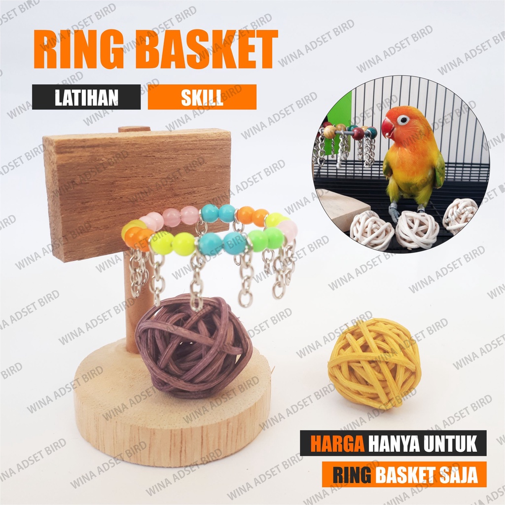 MAINAN BOLA BASKET BURUNG LOVEBIRD MELATIH SKILL PARKIT GIGITAN FALK