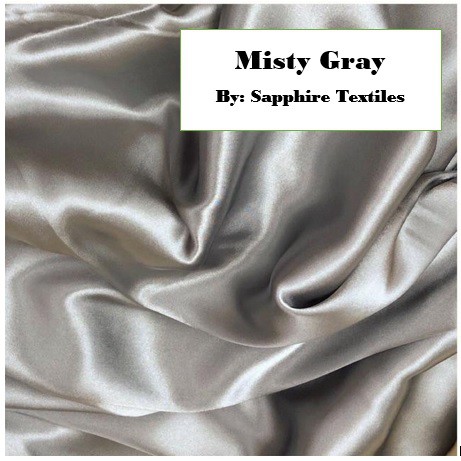 1Meter Kain Satin Silk Kilap Premium Jakarta Maxmara Lux (Jenis Bahan) Satin Bridesmaid Saten Silk Premium Kilap Bahan Satin Silk Charmuse Meteran Grosir Murah dan Bagus-Misty Gray