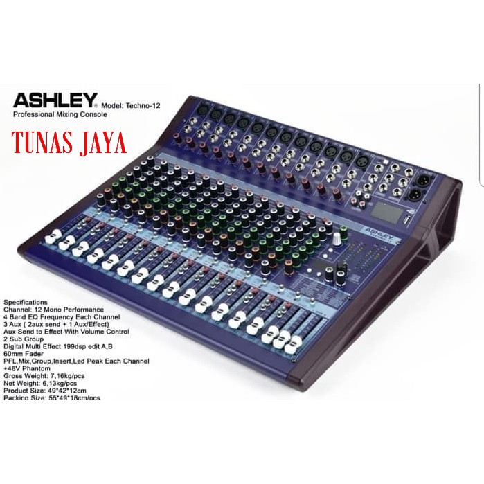 Mixer Ashley Techno 12 Techno12 - 12 Channel Original Produk