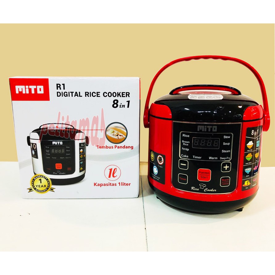 MERAH RICE COOKER MAGIC COM 1 LITER MITO / MITOCHIBA DIGITAL 8 in 1 R1