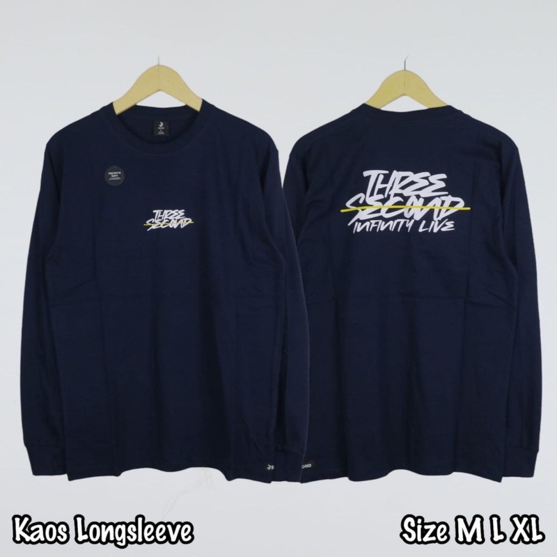 KAOS LENGAN PANJANG 3SECOND NAVY M L XL LONGSLEEVE 3SECOND KAOS BRANDED