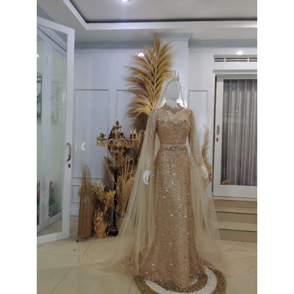 BEST SELLER Gaun Pengantin syar'i  High Qualty Premium Payet