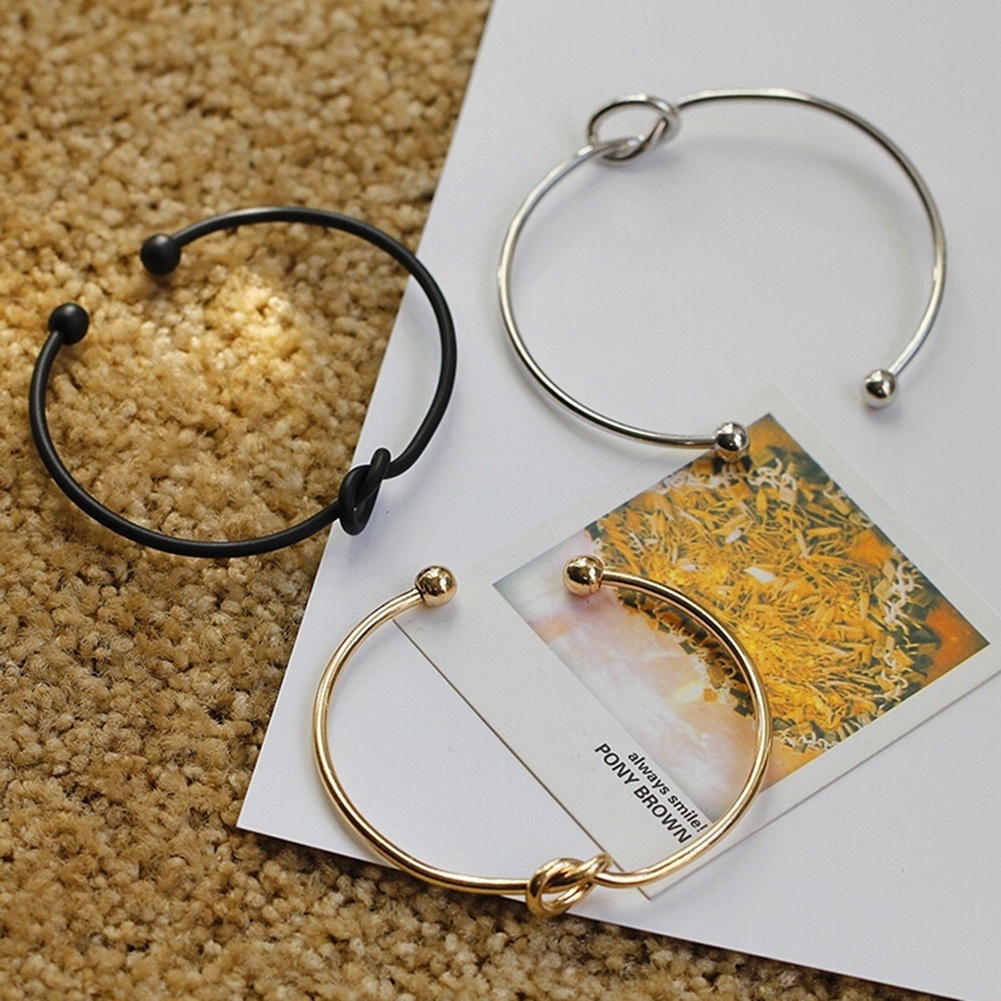 Hu Hu Hu Hu Hu Alat Bantu Pasang Kacamata♡ Gelang Bangle Open Adjustable Desain Simpul Untuk Wanita