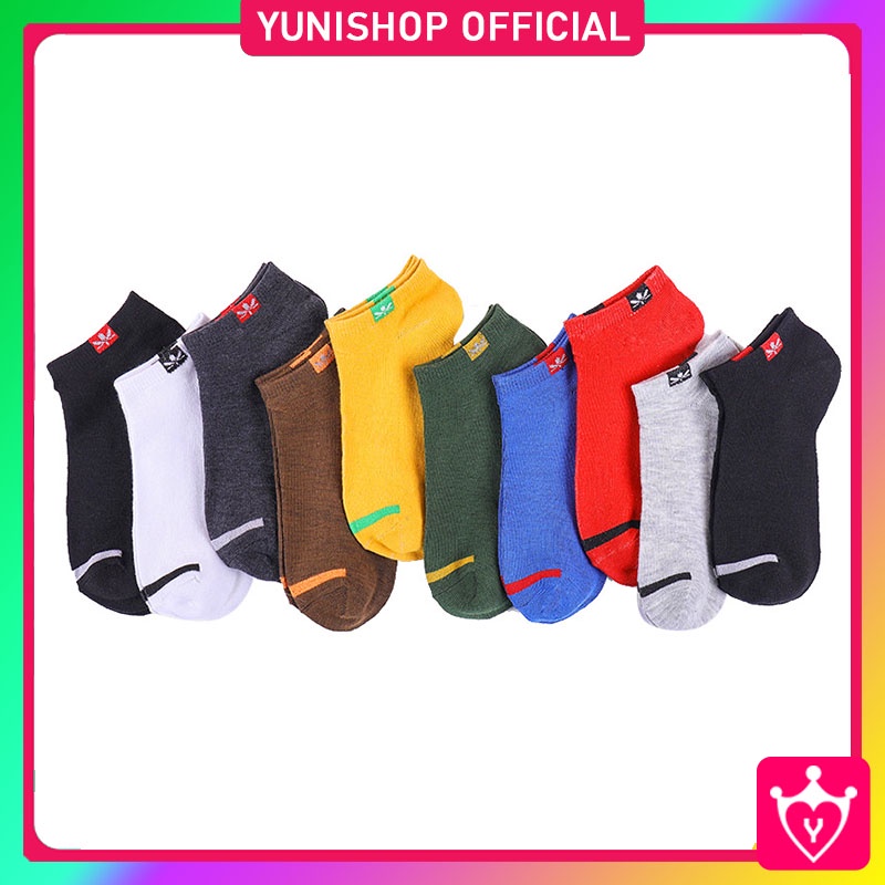 Kaos Kaki Fashion Pria Wanita Warna Polos Sporty Garis Depan / Ankle Socks Unisex Semata Kaki Import Murah / TS-40