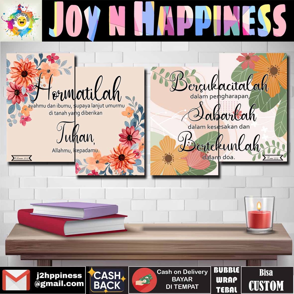 Hiasan Dinding Pajangan Wall Dekor Poster Kayu Ayat Alkitab Multipanel 2