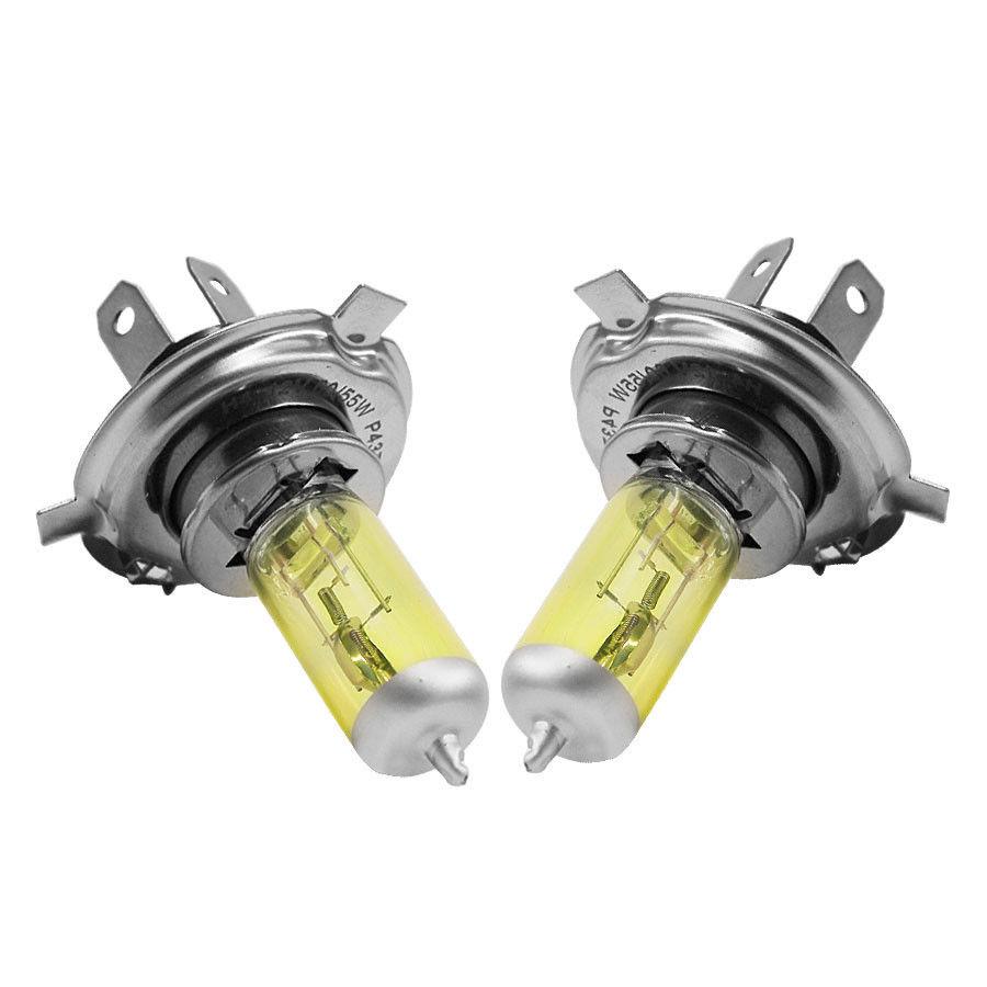 2Pcs Lampu Xenon Halogen H4 55W 5000K Warna Kuning untuk 2Pcs Lampu Xenon Halogen H4 55W 5000K Warna Kuning untuk