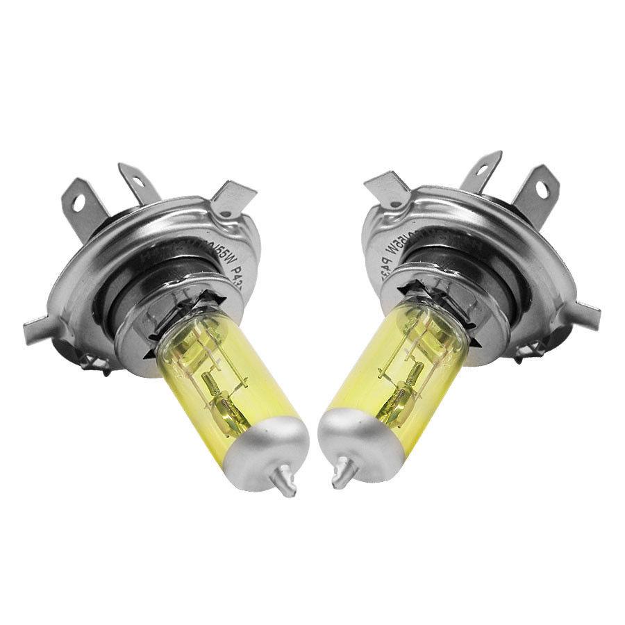 2Pcs Lampu  Xenon Halogen H4 55W 5000K Warna Kuning  untuk 