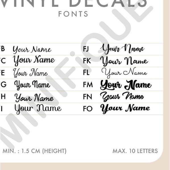 

❉ Cutting sticker label nama vinyl decal oracal 1.5 cm - SILVER OR GOLD ➨