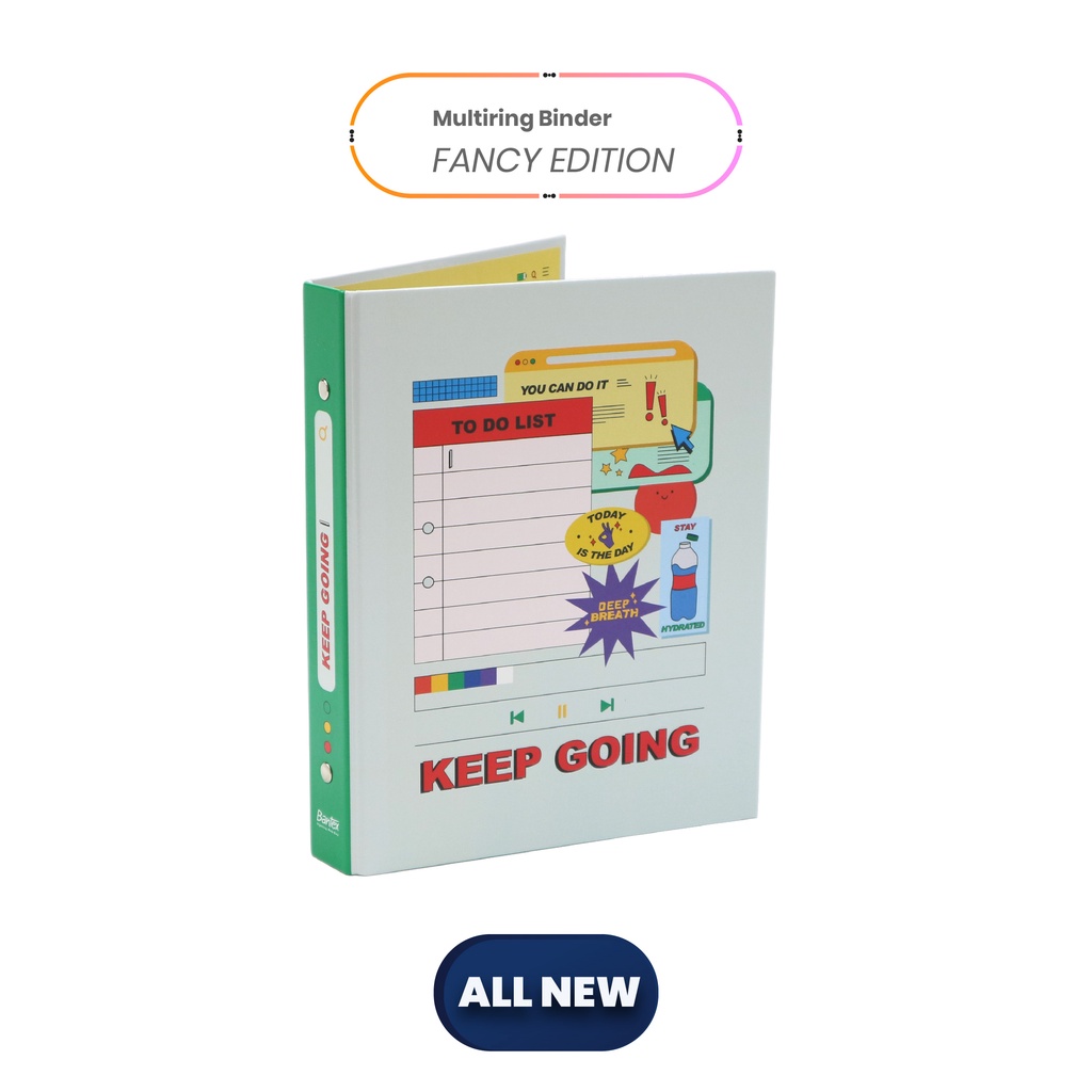 

Bantex Binder A5 25mm 20 Ring Fancy Keep Going 1329 51
