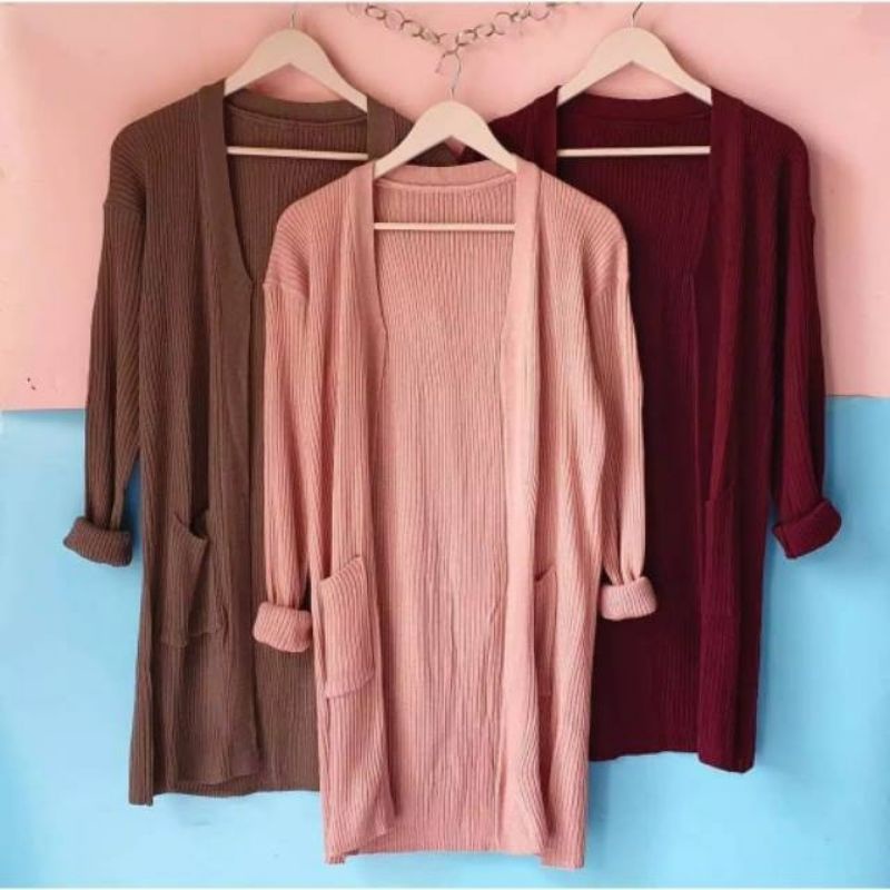 LONG BELLE CARDY RAJUT / OVERSIZED CARDIGAN RAJUT PREMIUM Pakaian Wanita Atasan Wanita Fashion Wanita-6