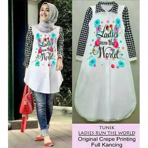 TUNIX LADIES RUN THE WORLD BAHAN CREPE PRINTING LD 96 PJ 86