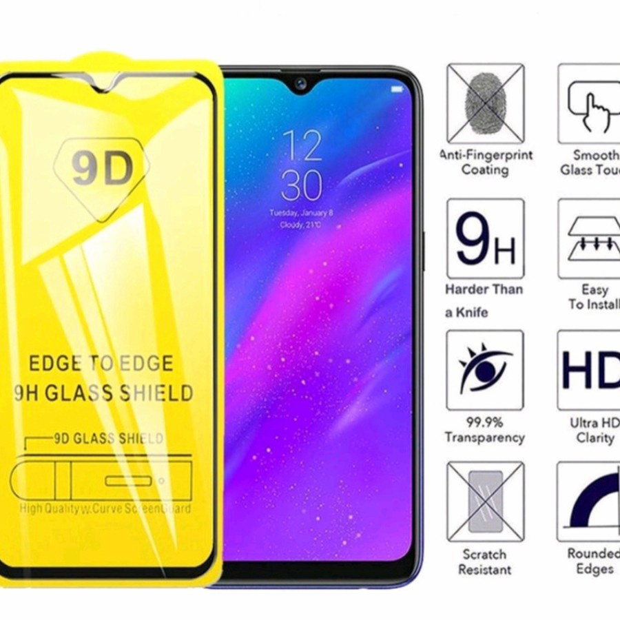 Samsung M22 M32 Tempered Glass Full Lem 9D Full Cover Anti Gores Kaca - White_Cell