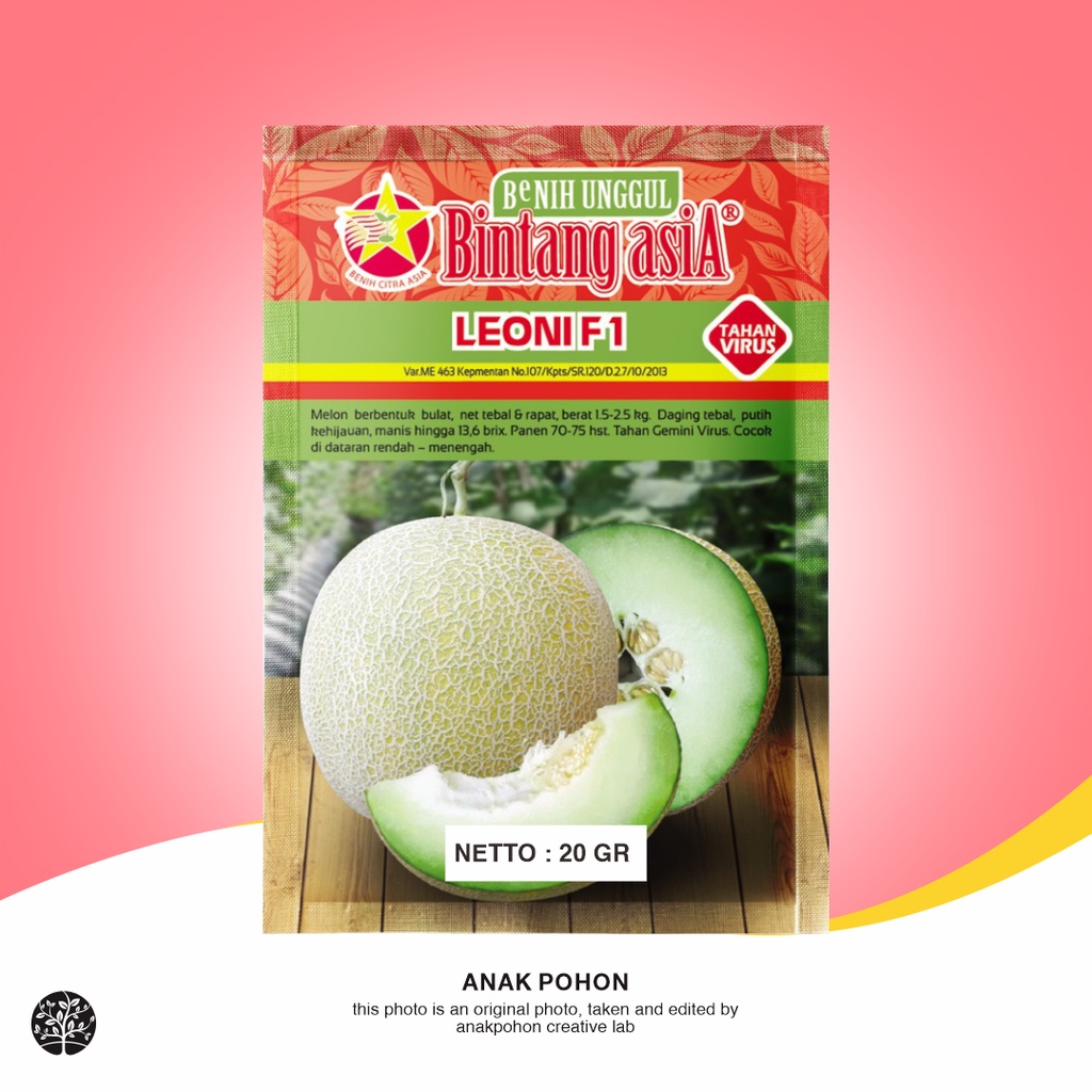 (1 PACK) Benih Melon Leoni F1 Hibrida Seeds - Bintang Asia - 20 GRAM