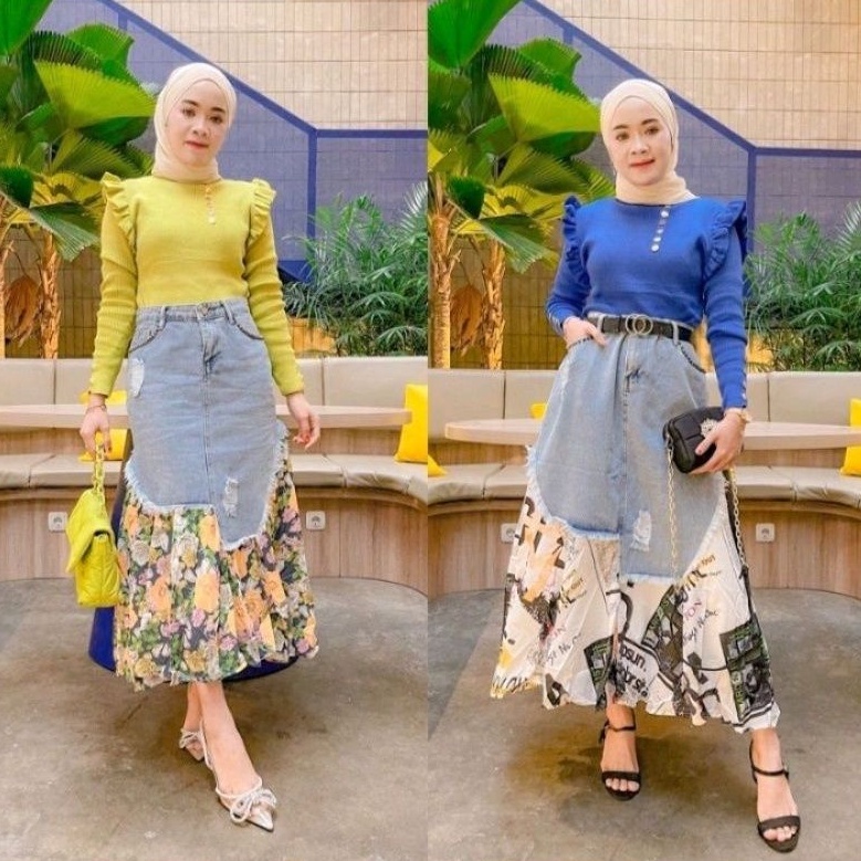 ROK JEANS MIX IMPORT ROK CELANA JEANS GANTUNG PREMIUM