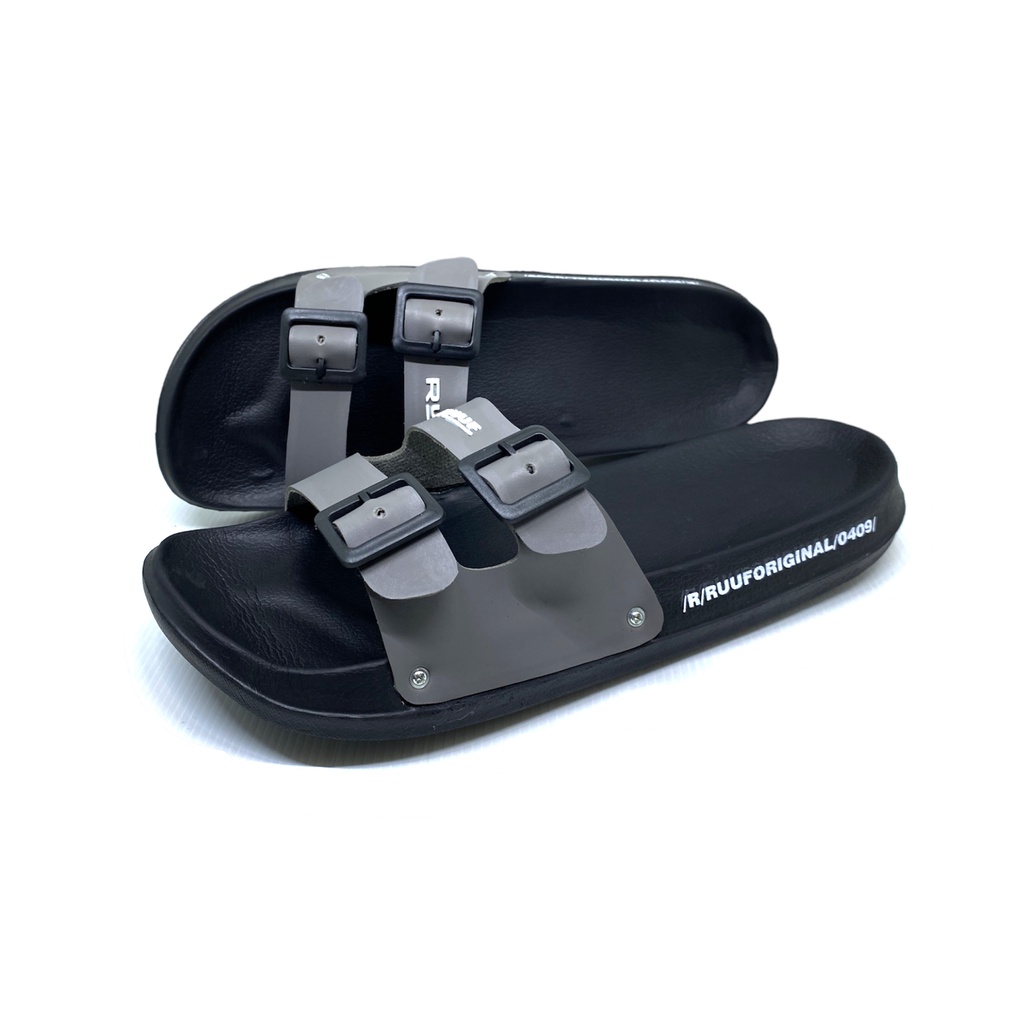 Ruuf - 0409 Gesper Slide Sandal - Black/White/Brown/Grey