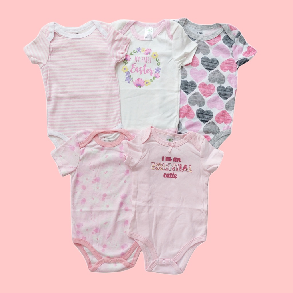 Jumper Baju Bayi Lengan Pendek lucu cantik cewe Impor 0 - 6 Bulan / 6 - 12 Bulan Import Murah Terbar