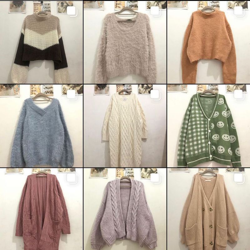 Knitwear Premium, Inner lidi salur, Inner lidi, dan Croptop Rajut Second / Thrift