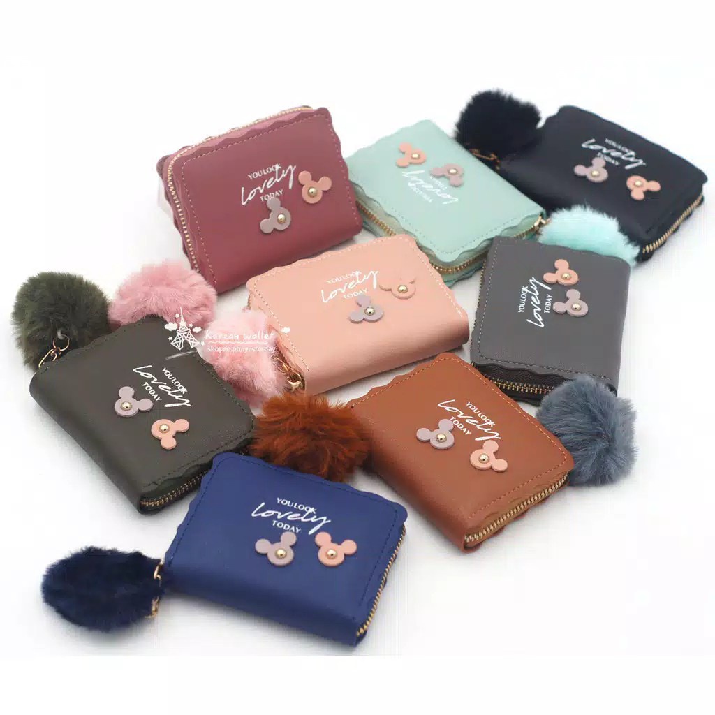 ( GS ) DOMPET WANITA / DOMPET MINI LOVELY RESTLETING FREE POMPOM