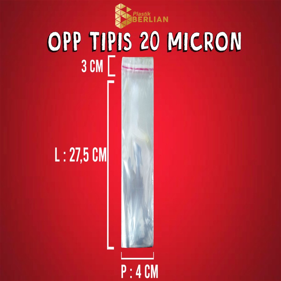 

4 x 27,5 cm Plastik OPP TIPIS (100 lbr) (lem/seal)