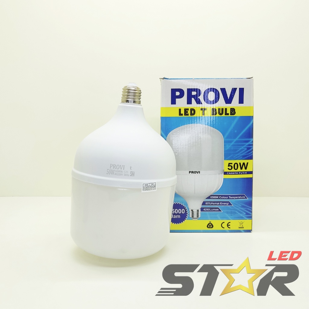 LAMPU PROVI LED Bulb T 50 WATT 60 WATT MURAH IRIT HEMAT ENERGI AWET TAHAN LAMA STAR LED