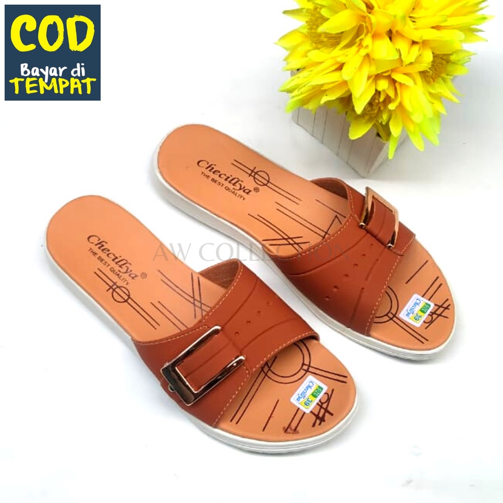 AW - PROMO Sandal wanita terbaru 2021 Sandal selop wanita Sandal teplek wanita Sandal wanita kickers