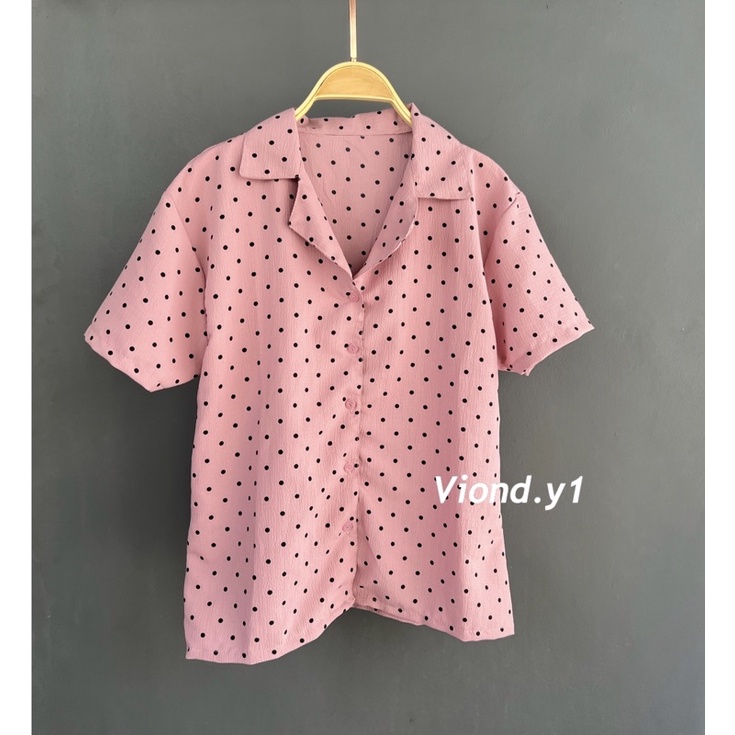 blouse polka/kemeja polka/atasan korea