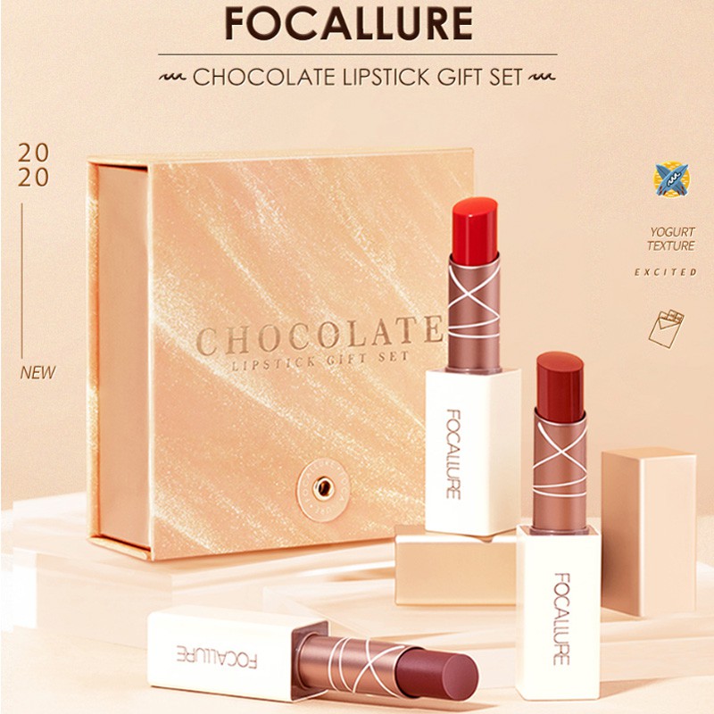 Focallure 3 Jenis Lipstick Velvety Warna Coklat Untuk ...