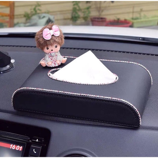 Kotak Tempat Tisu Mobil Car Dashboard Monchichi Full Blink Bling Tissue Box Kulit Sintentis Bentuk D