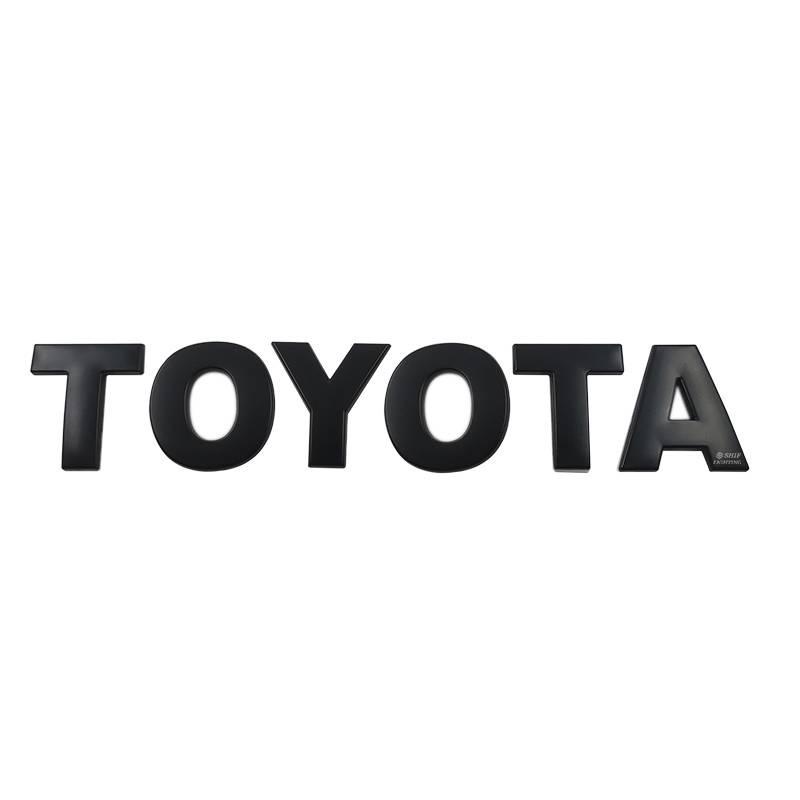 TOYOTA Hood Emblem DIY Letter 45mm Chrome/Black Car Decals Stickers