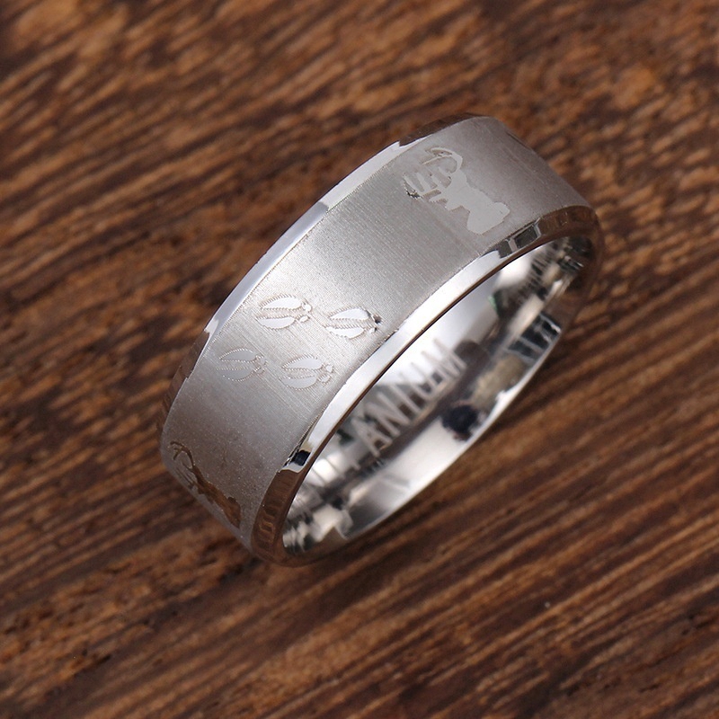 Cincin Pria Bahan Stainless Steel 316L Motif Tanduk Rusa Untuk Pesta Natal