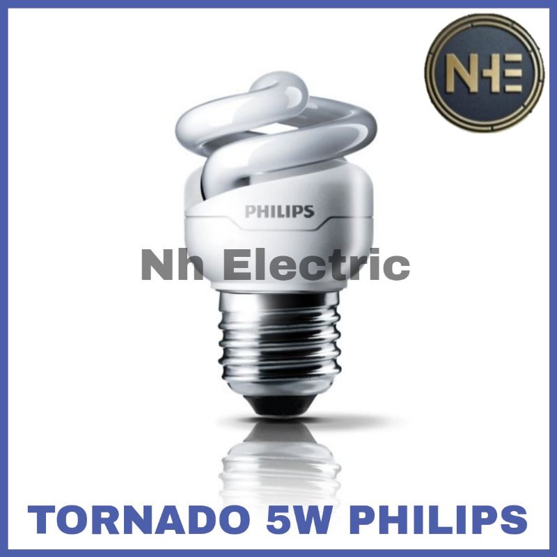 Lampu Philips Tornado 5W Watt Putih CDL E27 - Spiral 5 Watt Philips White 220V SNI Bundling 3 Pcs