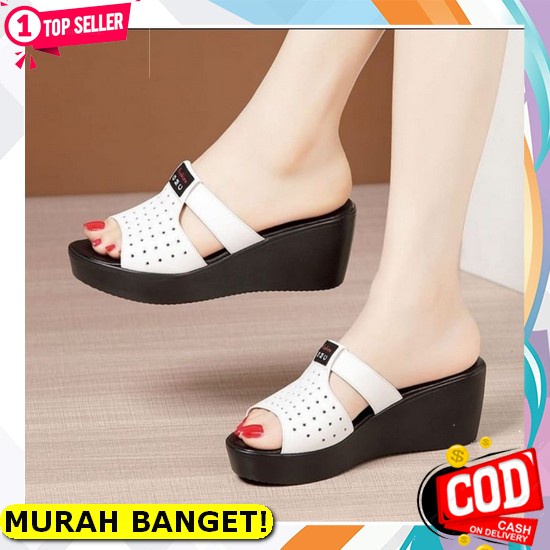 (Bisa Cod) Wedges Wanita Wedges Jepit Anti Slip Sepatu Sandal Murah Kekinian Terbaru Remaja Kondanga