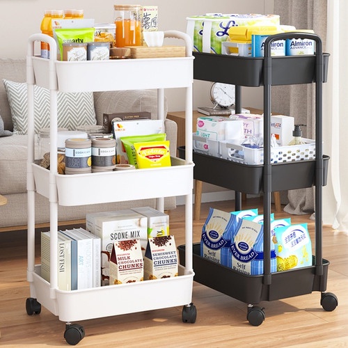 SHENAR HANA Rak Troli 3/4Susun Serbaguna/Rak Kamar mandi/Rak Salon Organizer Rack Rak Kamar Tidur Dapur Kamar Mandi Dengan Roda