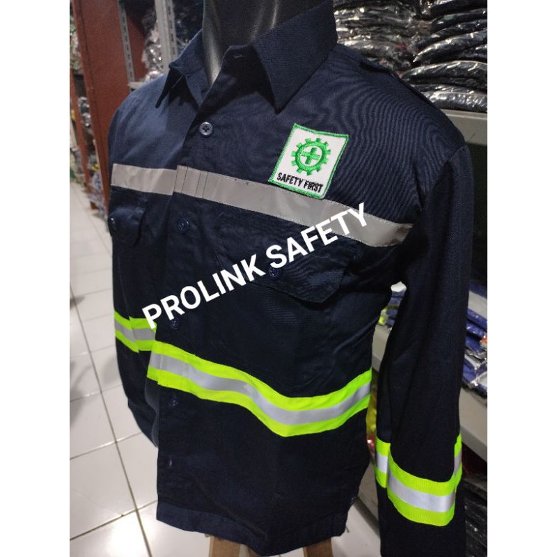 KANCING NAVY BAJU SAFETY BERLOGO K3 BENDERA DOBLE SCOTLIGT DRILL