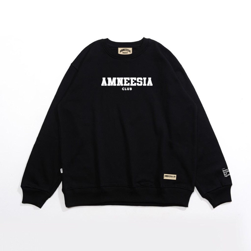 (BISA COD) AMNEESIA Crewneck Ori Bordir Sweater Jaket Hoodie Pria Wanita Premium Hodie Switer Suiter