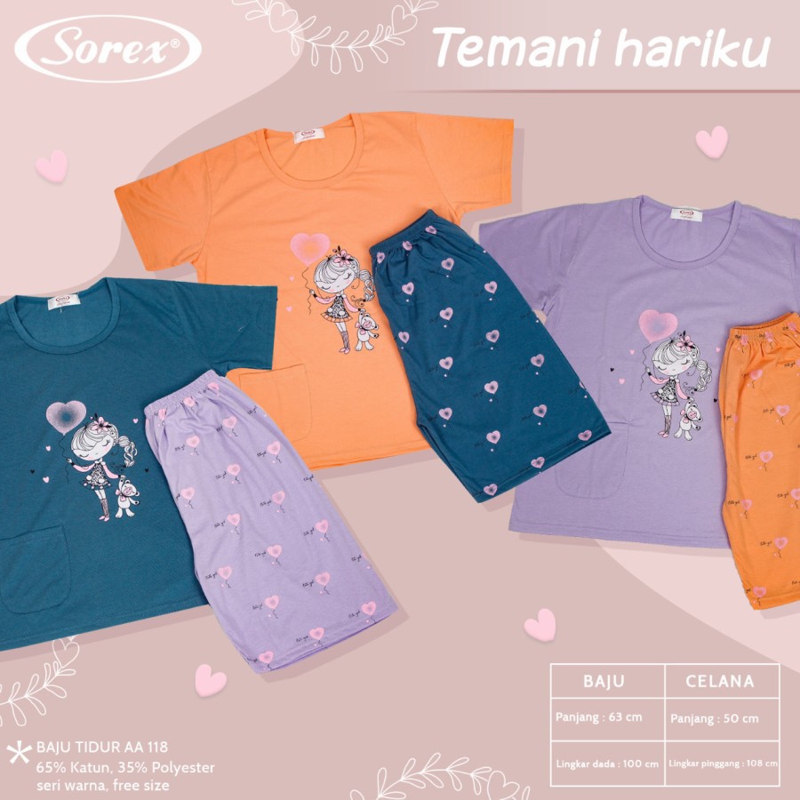 stelan set baju tidur sorex AA 120 126 118piyama baju santai harian-aa118