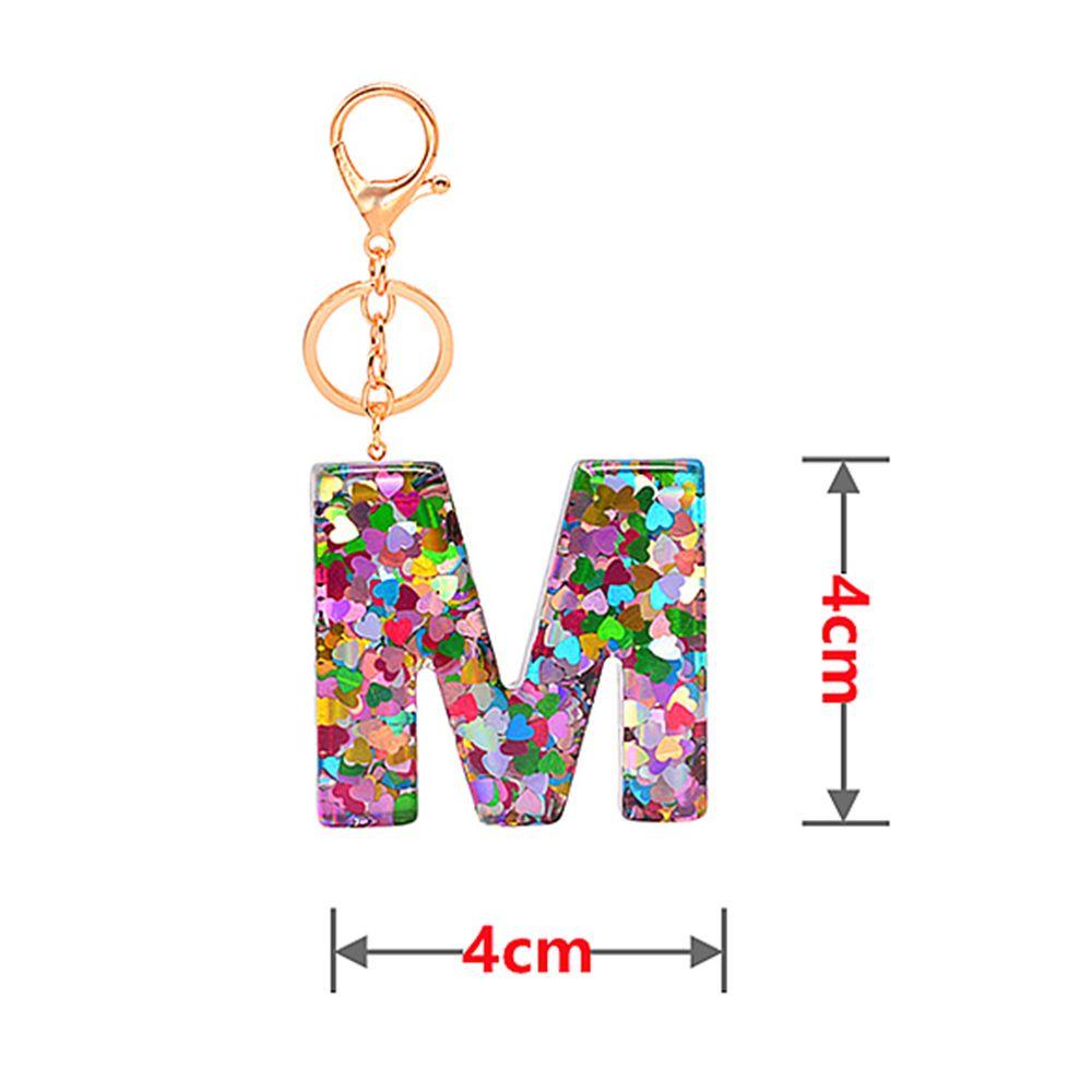 AUGUSTINA 26huruf Gantungan Kunci Cinta Hati Sequin Trinket Aksesori Diy Ornamen Handbag Charms Hanging Decoration Handbag Pendant English Alphabet Keyring