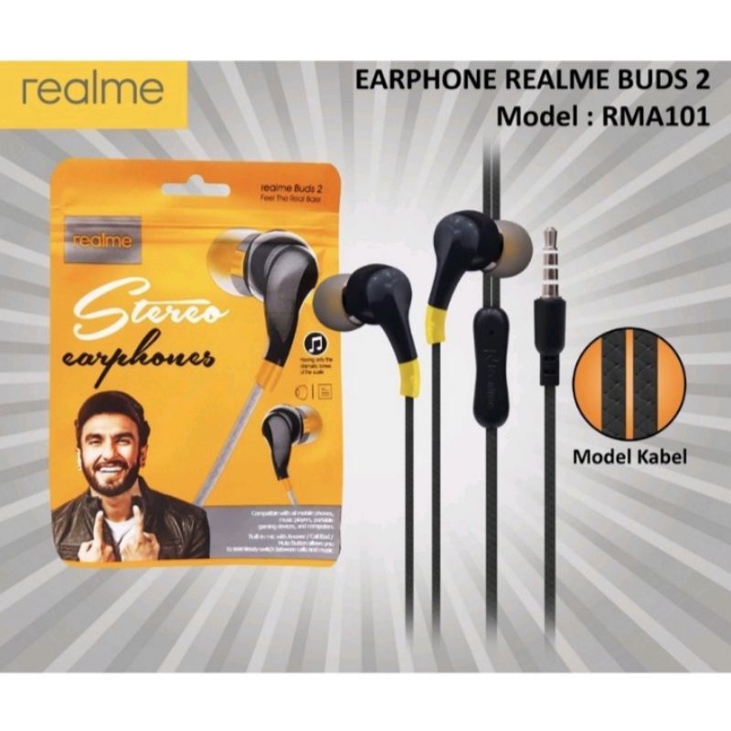 Handsfree Realme RMA101 Stereo Headset Earphone Super Bass RMA 101