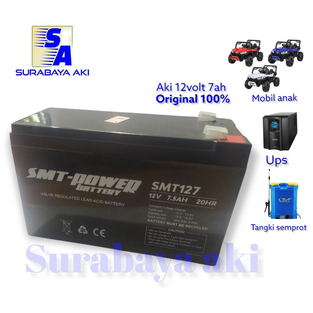 AKI UPS MOBIL MAINAN ANAK SPRAYER TANGKI SEMPROT  SMT 7AH 12V SMT POWER AKI SURABAYA AKI