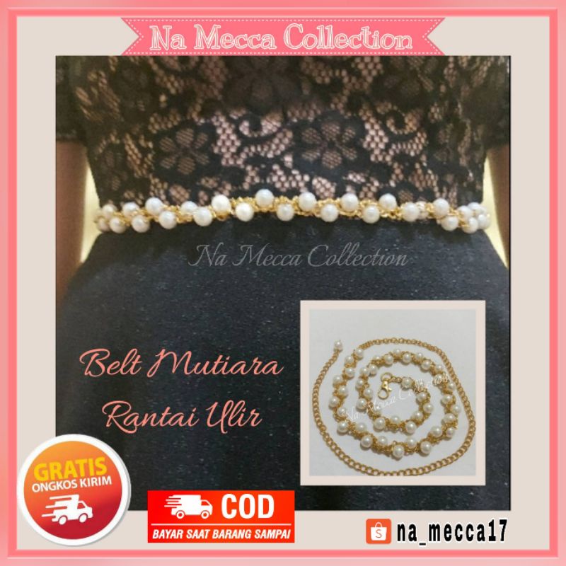 Jual Belt Pearl Gesper Mutiara Tali Rantai Ulir Ikat Pinggang Wanita