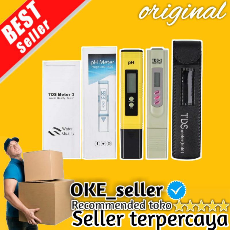 PAKET ALAT UKUR PH METER & TDS TESTER DIGITAL AIR AKUARIUM HIDROPONIK & ALAT UKUR SUHU AIR