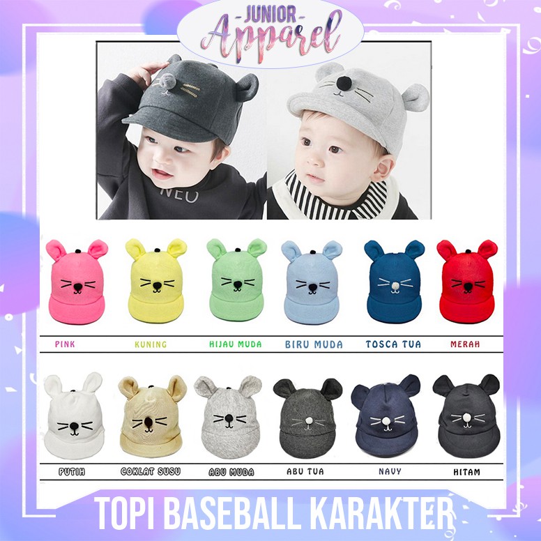 JuniorApparel Topi Rajut Baseball Karakter  Kucing  Anak 