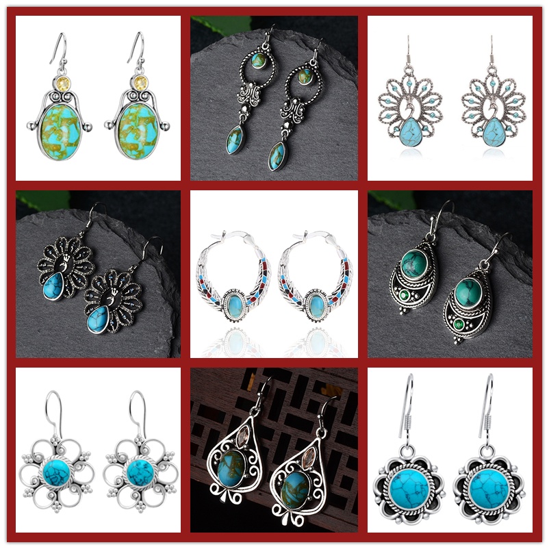 925 Silver New Silver Turquoise Earrings