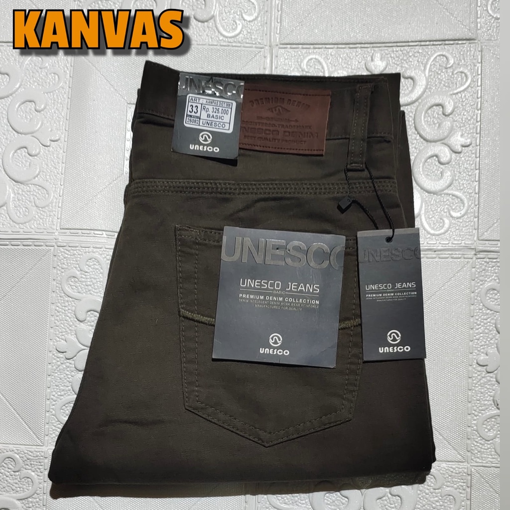 BISA COD - Celana kanvas sulfur UNESCO 063 kualitas bahan cardinal / celana kanvas original DLC / ce