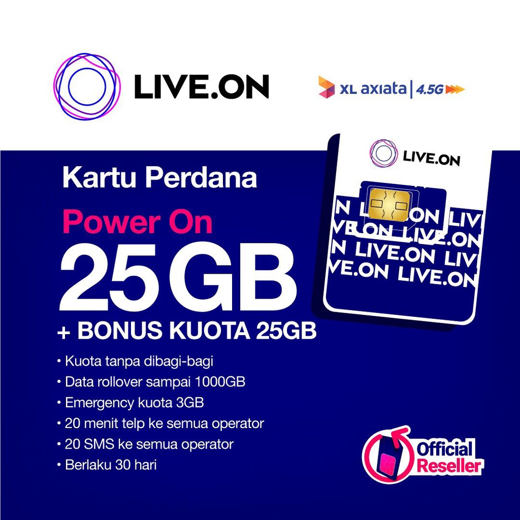 Kartu Perdana XL Power On 25GB + 25GB Bonus