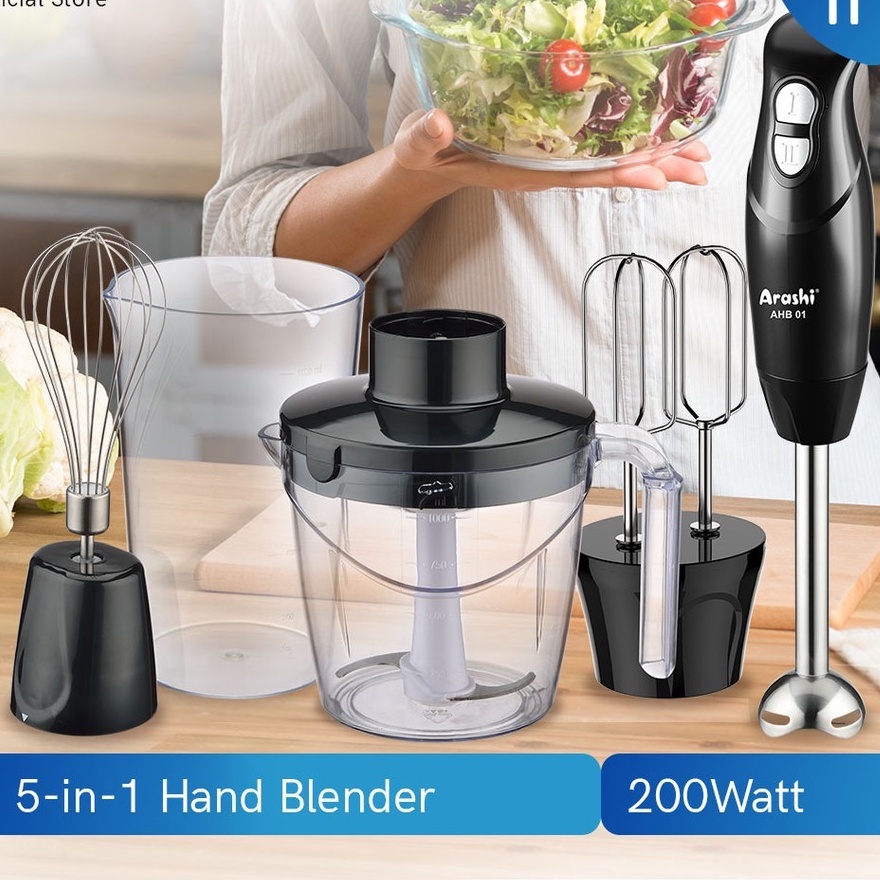 Hand Blender Arashi 5 in 1 AHB01 Food Processer Blender Tangan Hand Mixer Chopper Arashi