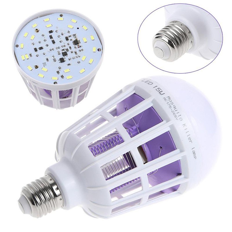 20W E27 UV LED Bulb Mosquito Killer Lamp 2 In 1 Mosquito Killer Lamp LED Perangkap Pembasmi Nyamuk Alat Pembunuh Nyamuk Serangga Insect