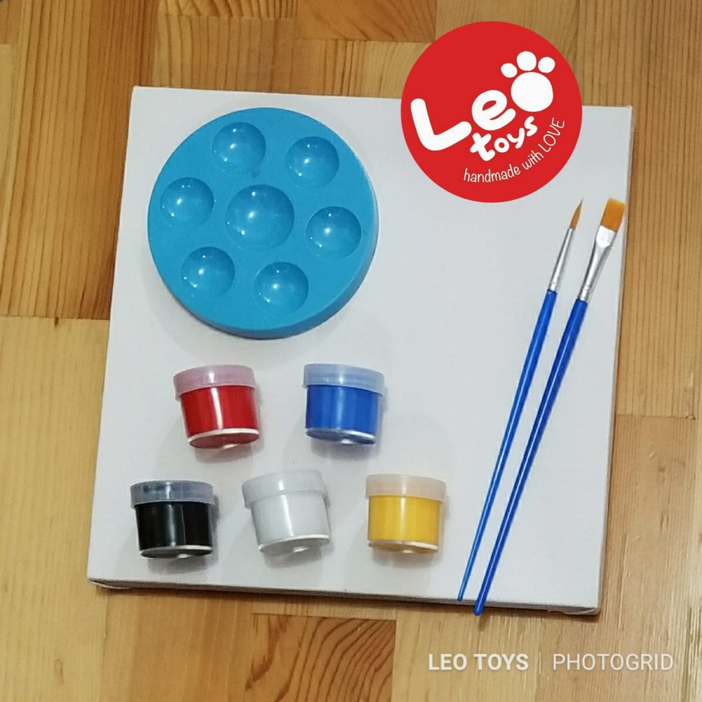 

paket kanvas polos cat palet kuas canvas set painting kit palette water colors brush diy melukis